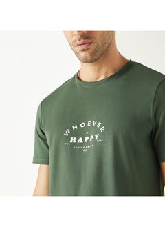 Iconic Iconic Typographic Print T-shirt with Short Sleeves  - Image 4