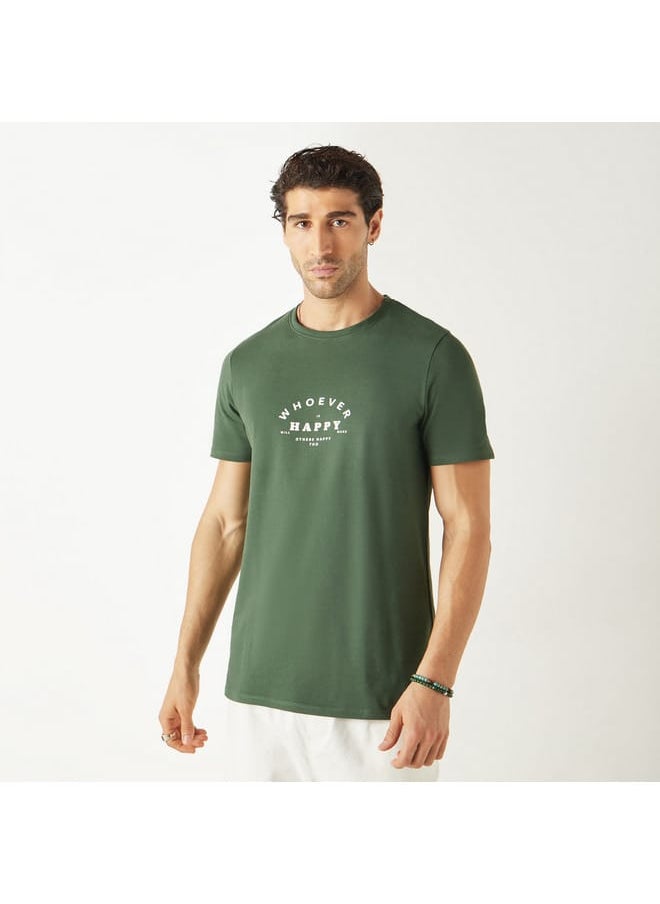 Iconic - Iconic Typographic Print T-shirt with Short Sleeves - Image 1