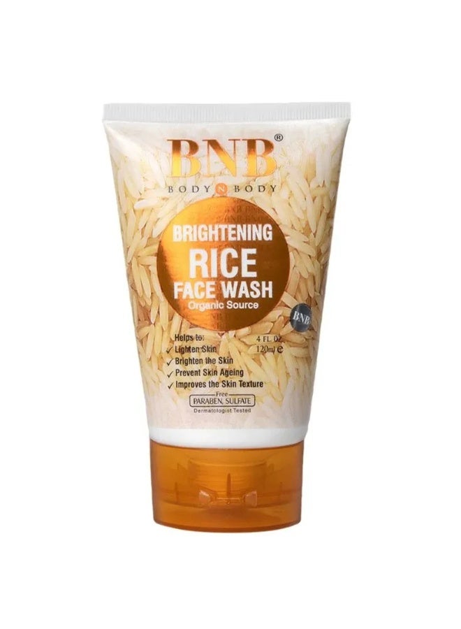 بي ان بي غسول وجه مفتح للبشرة من الأرز، مصدر عضوي، 120 مل - Image 1