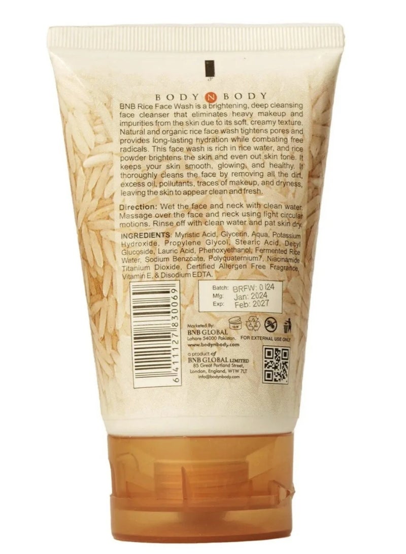 بي ان بي غسول وجه مفتح للبشرة من الأرز، مصدر عضوي، 120 مل - Image 3