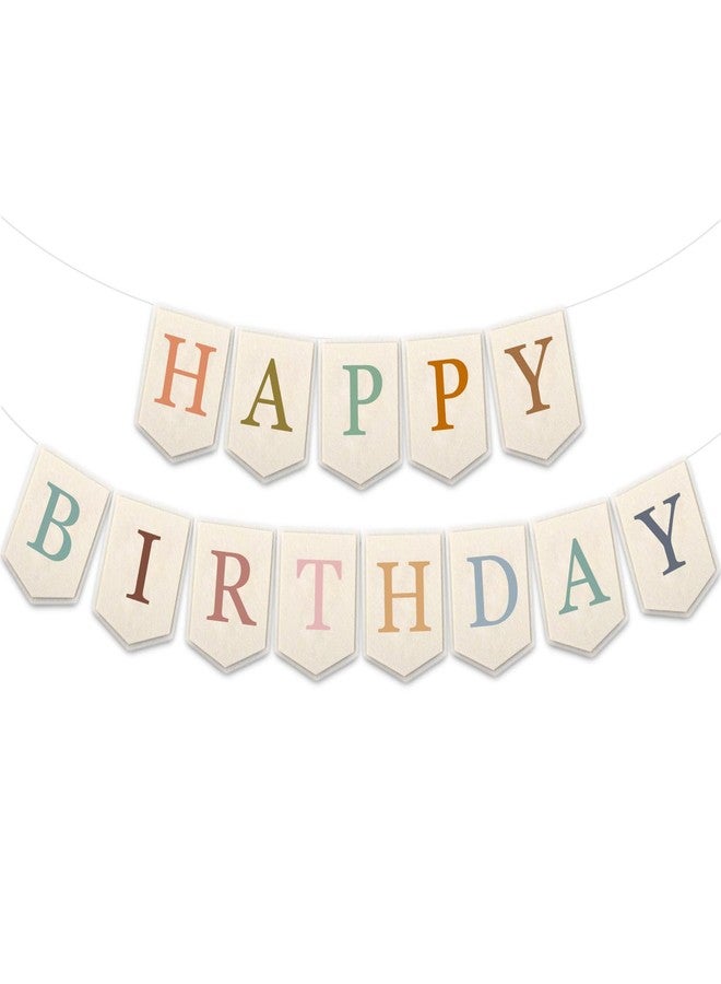 Doumeny Happy Birthday Felt Banner Boho Happy Birthday Hanging Banner Bohemian Birthday Felt Garland Flag Rainbow Birthday Bunting Garland for Party Baby Shower Home Fireplace Nursery Backdrop Decor - Image 1