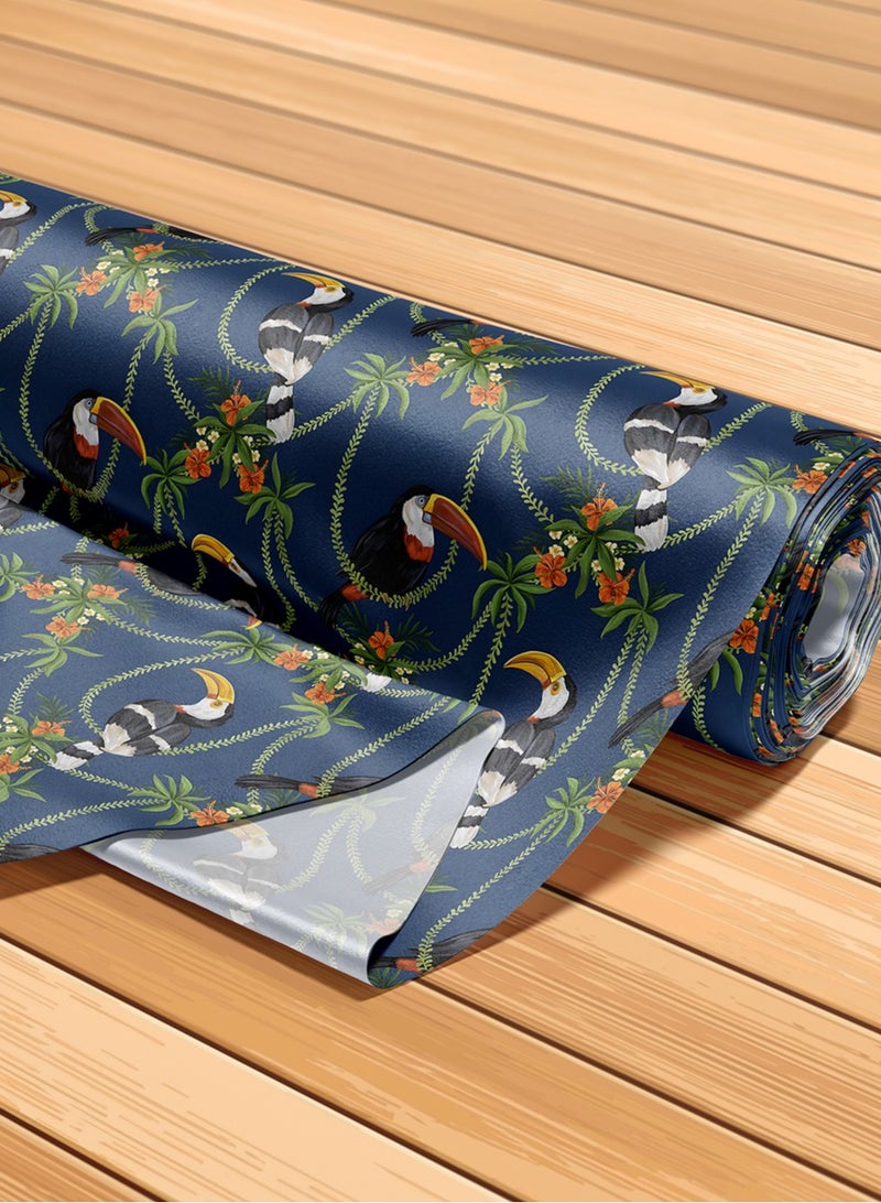 فيلاتو قماش حرير الليل عرامني بالياردة، زهور الطوقان الزرقاء الخضراء، جلابية مخوير، خياطة، عرض 58 بوصة - Image 5