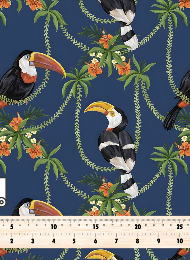 فيلاتو قماش حرير الليل عرامني بالياردة، زهور الطوقان الزرقاء الخضراء، جلابية مخوير، خياطة، عرض 58 بوصة - Image 4