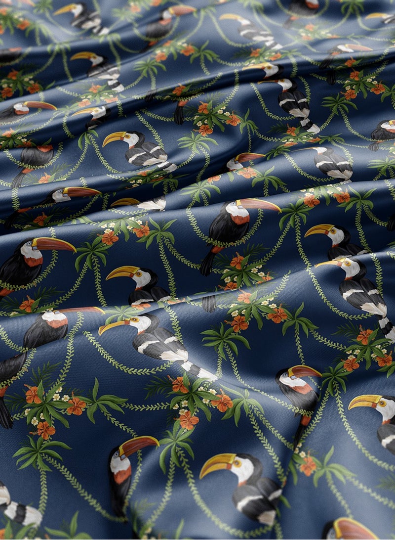 فيلاتو قماش حرير الليل عرامني بالياردة، زهور الطوقان الزرقاء الخضراء، جلابية مخوير، خياطة، عرض 58 بوصة - Image 3