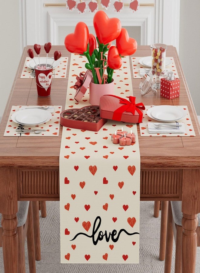 XCHI Red Little Love Hearts Valentine's Day Table Runner Table Decoration for Party Home Kitchen Dining Holiday Decor 13x72 Inch - Image 2