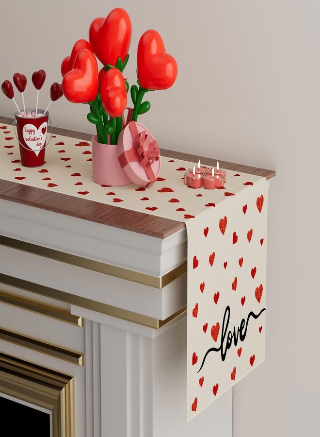 XCHI Red Little Love Hearts Valentine's Day Table Runner Table Decoration for Party Home Kitchen Dining Holiday Decor 13x72 Inch - Image 3