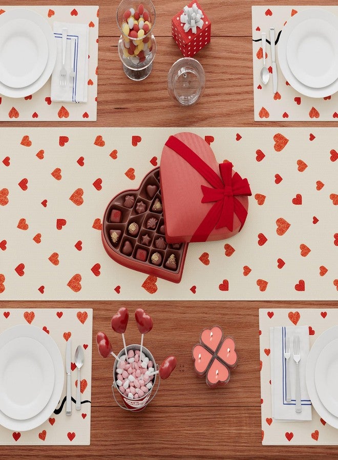 XCHI Red Little Love Hearts Valentine's Day Table Runner Table Decoration for Party Home Kitchen Dining Holiday Decor 13x72 Inch - Image 4