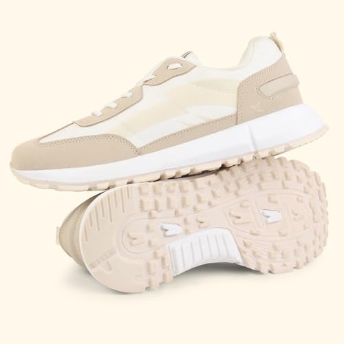 YOHO Low-Top Sneakers 1 for Women |Stylish Design | Lightweight Build | Breathable Comfort | Easy Slip-On | All-Day Support | Beige - UK 6 - Image 3