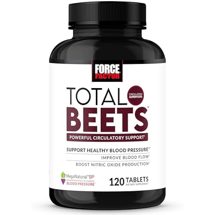 Force Factor Total Beets Blood Pressure Support with Grape Seed Extract and Non GMO Beet Root Powder for Heart Health, Circulation, & Blood Flow, 120 Count - Image 1