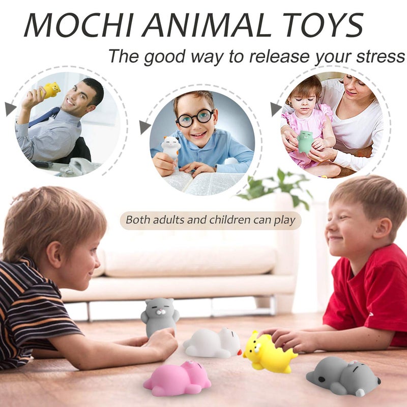 Outee 12 Pcs Mochi Animals Toys Cute Mochi Cat Stress Relief Toys Mochi Animals Party Favors for Kids Mini Animals Cat Easter Gifts for Kids Adults - Image 3