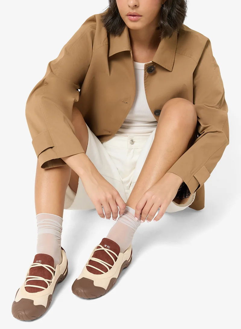 Jw Pei Light Brown Caitlin Lace up Ballerina Sneakers for Women | Best Price UAE