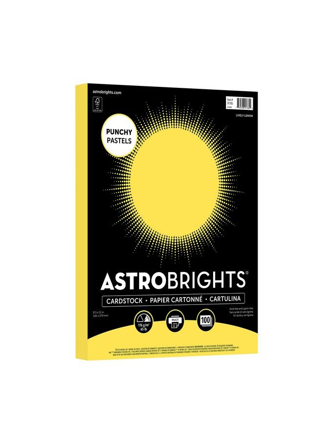 Astrobrights Punchy Pastel Cardstock 8.5" X 11" 65 Lb. Lively Lemon 100 Sheets (91785) - Image 2