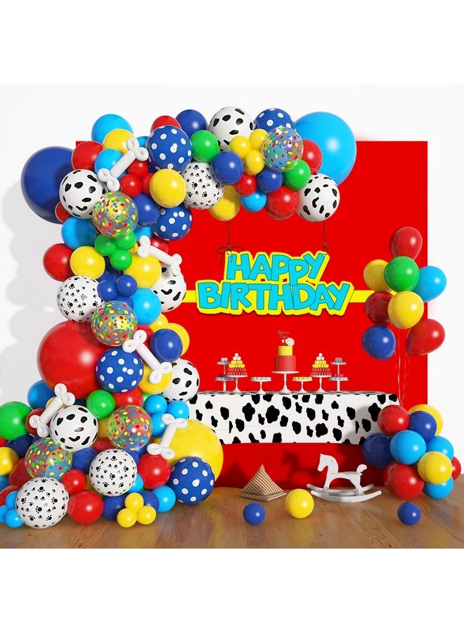 Amandir 155Pcs Paw Balloons Garland Arch Kit, Dog Bone Paw Print Foil Balloons Red Yellow Blue Green Paw Balloon For Puppy Paw Themed Boy Birthday Party Decorations Supplies - Image 1