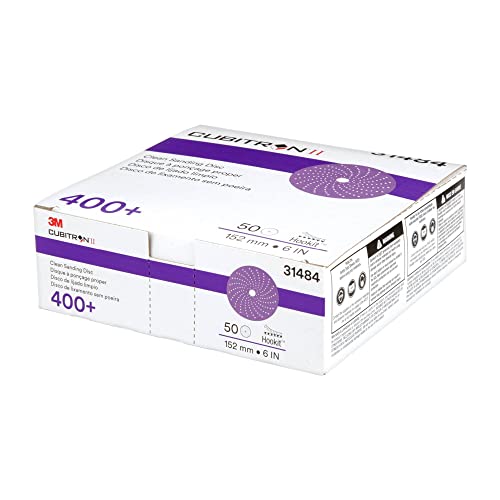 3M Cubitron II Hookit Clean Sanding Abrasive Disc 31484, 6 in, 400+ Grade, High Performance, Long Lasting, Multi-Hole Pattern, E-coat Sanding, Primer Sanding, 50 Discs/Carton - Image 5