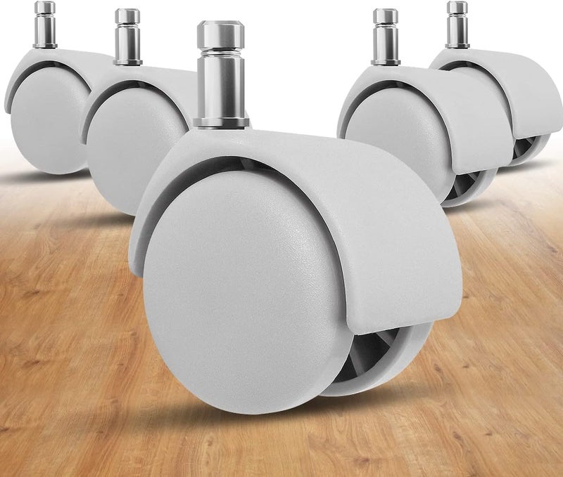 Omyoffice Gaming Chair Wheels,Smooth & Safe Rolling for All Floors Including Hardwood and Carpet, Set of 5,2 Inch Heavy-Duty Computer Office Chair Caster Wheels,White - Image 1