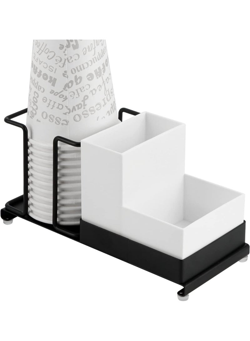 FALAHOM Coffee Station Organizer for Countertop, Disposable Cup Holder with 2 Compartment Storage Box, Paper Cup Storage Organizer - Image 3