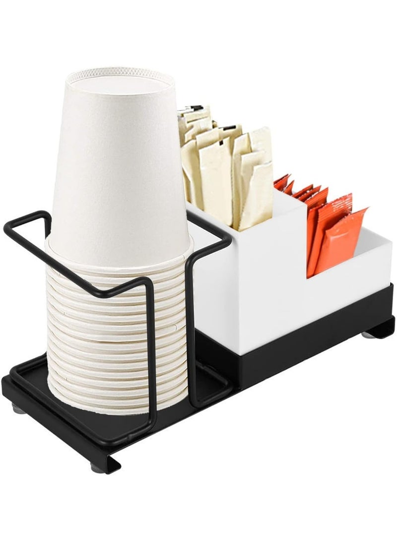 FALAHOM Coffee Station Organizer for Countertop, Disposable Cup Holder with 2 Compartment Storage Box, Paper Cup Storage Organizer - Image 1