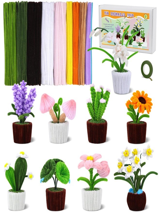 UzecPk 611Pcs Pipe Cleaner Flower Kit, Pipe Cleaners Bulk, 10 Colors Pipe Cleaners Flowers, Chenille Stem Pipe Cleaners Craft for Decorations with Video Tutorial, Flower Wire, Floral Tape - Image 1
