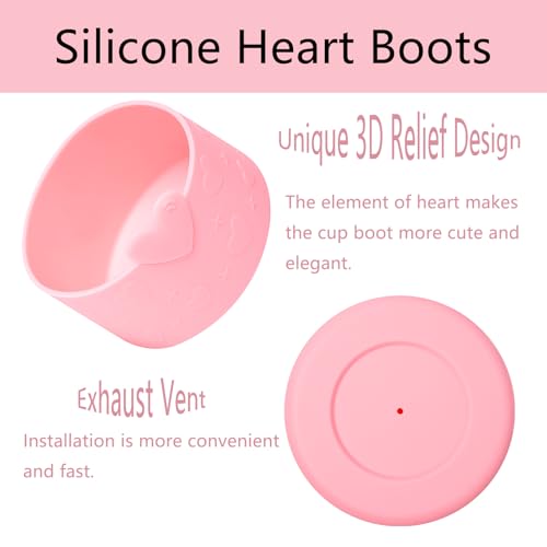 HIUSITY Valentine's Day Heart Straw Cover Topper+Silicone Boot Protector for Stanley Cup,Cute 10mm Straws Toppers Covers Cap+Boots for Stanley Tumbler 30&40oz,Stanleys Cups Accessories,PinkRose - Image 3