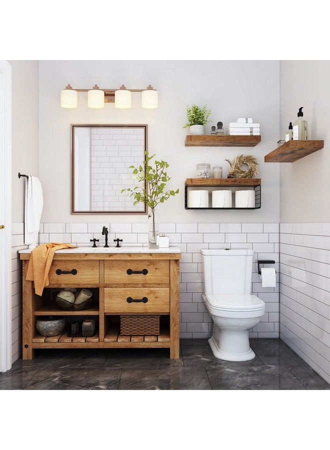 QEEIG Bathroom Shelves Over Toilet - Wall Mounted Floating Shelves Toilet Paper Storage Small Farmhouse Decor Shelf 16 inch Set of 3, Rustic Brown (019-BN3) - Image 2