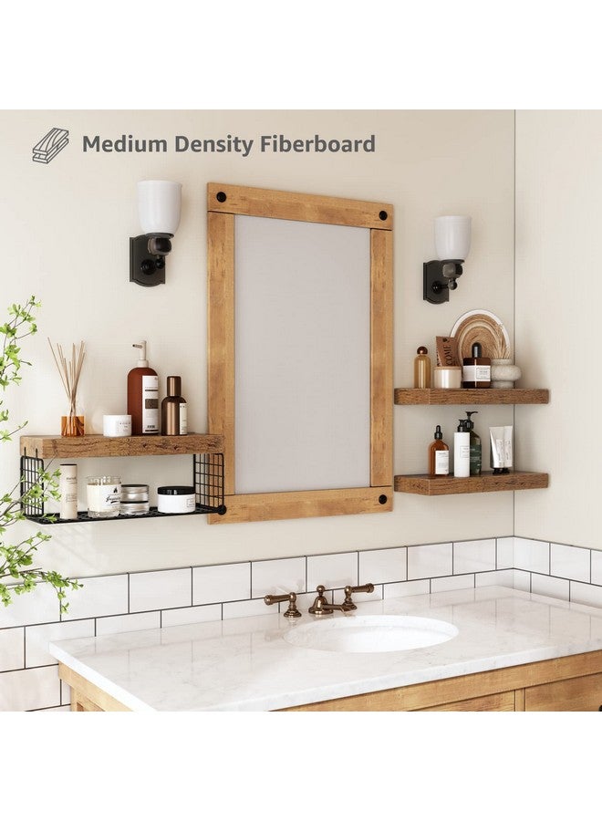 QEEIG Bathroom Shelves Over Toilet - Wall Mounted Floating Shelves Toilet Paper Storage Small Farmhouse Decor Shelf 16 inch Set of 3, Rustic Brown (019-BN3) - Image 5