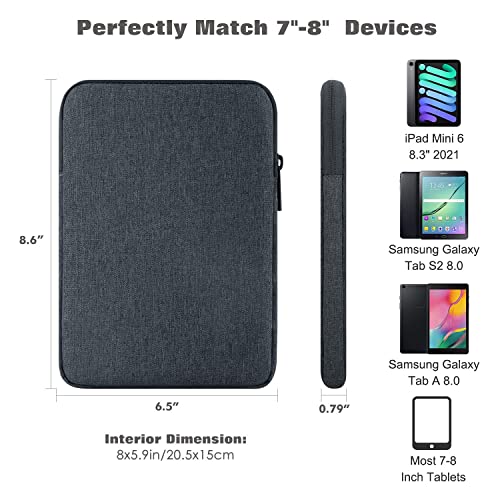 MOCA 7-8 Inch Tablet Sleeve Case, Universal Protective Pouch for iPad mini 6 8.3 and Galaxy Tab 8 Inch, Shockproof Soft Lining, Slim Lightweight Zipper Tablet Carrying Bag (Space Grey) - Image 2