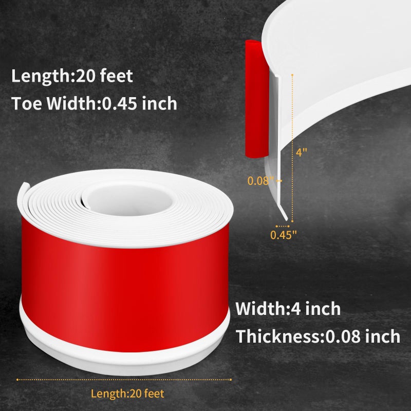 Heonay Flexible Baseboard Molding Trim 4 Inch Self-Adhesive Vinyl Wall Base Peel and Stick Cove Base Rubber Wall Baseboard Moulding Trim (20Ft, White) - Image 2