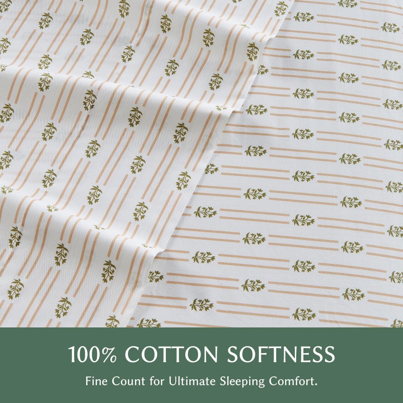 HYPREST 100% Striped Cotton Sheets - King Size Sheets Deep Pocket Set Crispy Percale Bed Sheets Set Soft Breathable Durable - Image 4