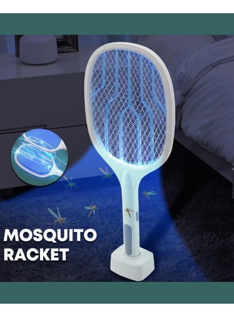 2 Pcs 2 In 1 Electric Fly Swatter Mosquito Killer Bat Mosquitoes Lamp Racket Pest Killer USB Rechargeable Bug Zapper With Grid 3-Layer Mesh Insect Killer Fly Trap For Home And Outdoor Pest Control