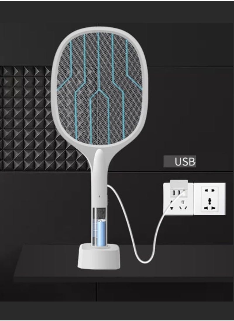 2 Pcs 2 In 1 Electric Fly Swatter Mosquito Killer Bat Mosquitoes Lamp Racket Pest Killer USB Rechargeable Bug Zapper With Grid 3-Layer Mesh Insect Killer Fly Trap For Home And Outdoor Pest Control