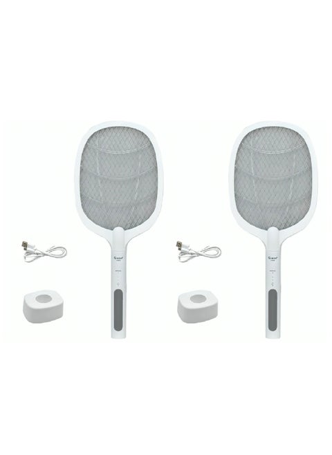 2 Pcs 2 In 1 Electric Fly Swatter Mosquito Killer Bat Mosquitoes Lamp Racket Pest Killer USB Rechargeable Bug Zapper With Grid 3-Layer Mesh Insect Killer Fly Trap For Home And Outdoor Pest Control
