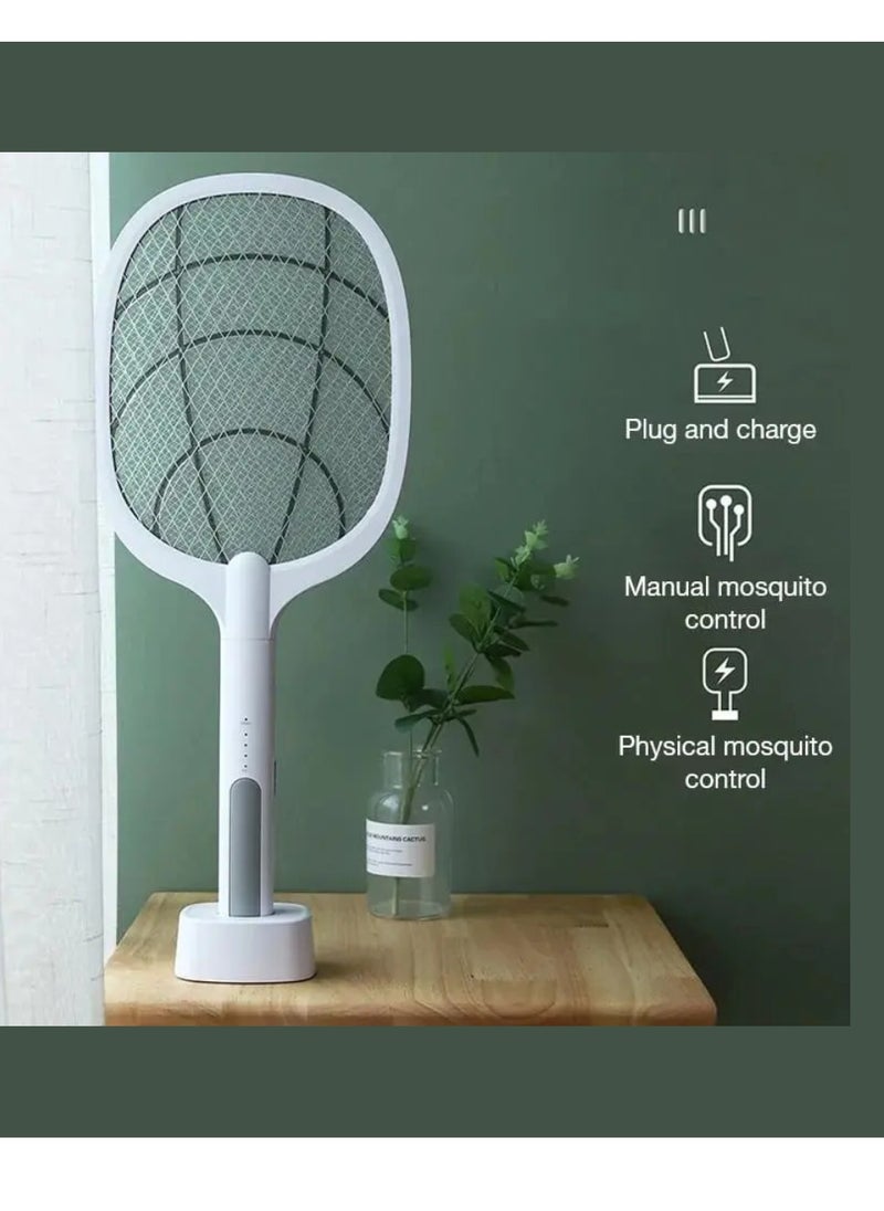 2 Pcs 2 In 1 Electric Fly Swatter Mosquito Killer Bat Mosquitoes Lamp Racket Pest Killer USB Rechargeable Bug Zapper With Grid 3-Layer Mesh Insect Killer Fly Trap For Home And Outdoor Pest Control