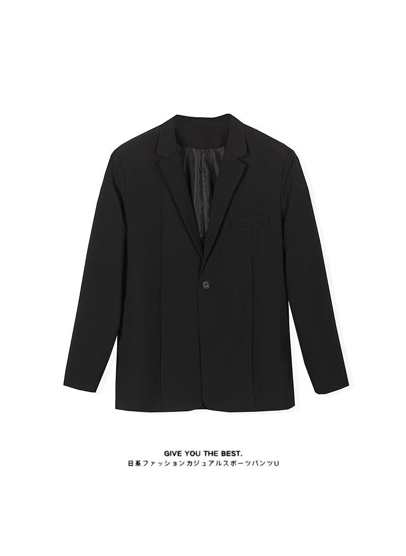 Generic Mens Modern Slim Fit Blazer Suit Spring Autumn Black suit (one piece) 