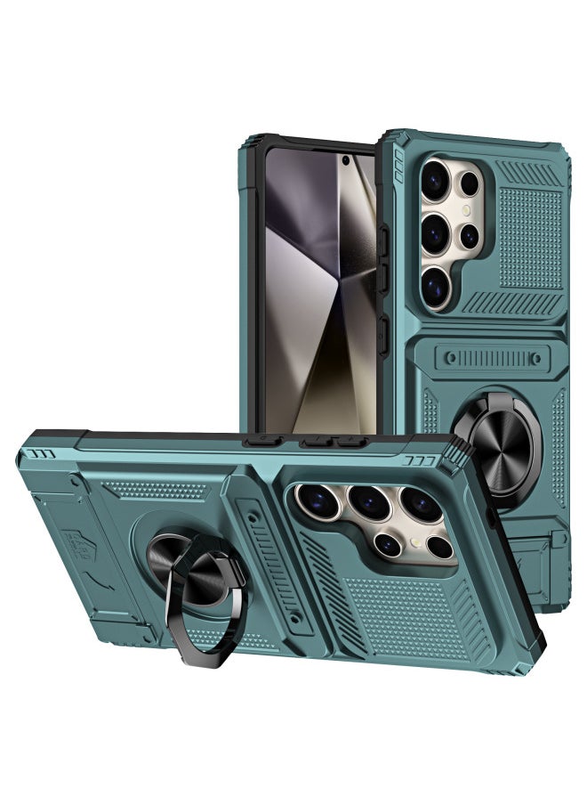 Generic - Magnetic Ring Bracket Phone Case For Samsung S23/S24/S25 Ultrag Card Case-Color:Green-Applicable Models:S23 Plus - Image 1