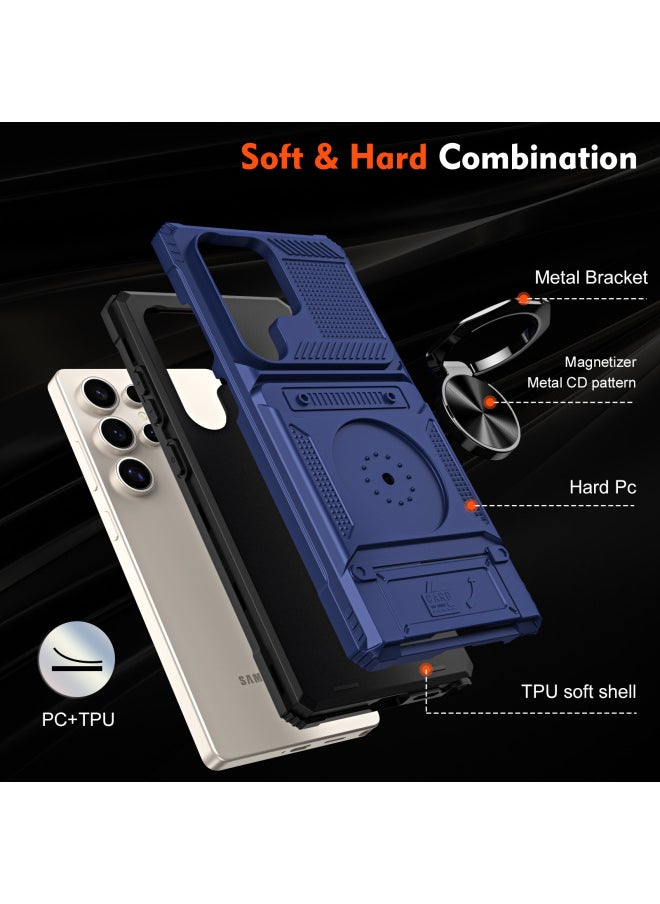 Generic - Magnetic Ring Bracket Phone Case For Samsung S23/S24/S25 Ultrag Card Case-Color:Green-Applicable Models:S23 Plus - Image 1
