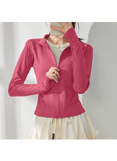 Womens Yoga Suit 2025 Spring New Style Pilates Training Sports Quick Dry Jacket Running Fitness Top All-Weather Training Outerw Raspberry red