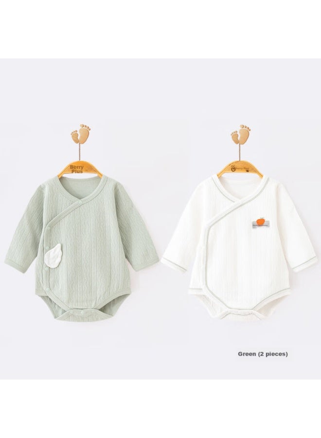 Babyprints Babyprints Baby Romper 2-pack, Pure Cotton Onesie For Boys And Girls, Soft Cotton Triangle Bodysuit With Belly Protection, Green, Size 66  - Image 4