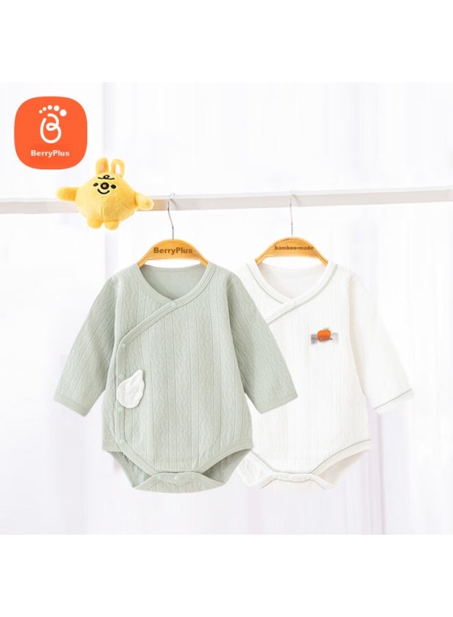 Babyprints Babyprints Baby Romper 2-pack, Pure Cotton Onesie For Boys And Girls, Soft Cotton Triangle Bodysuit With Belly Protection, Green, Size 66  - Image 1