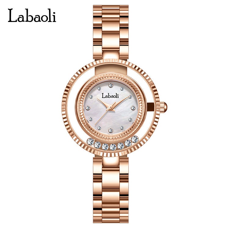 لاباولي ساعة Labaoli نسائية دائرية أنيقة بحواف ماسية مقاومة للماء - Image 1