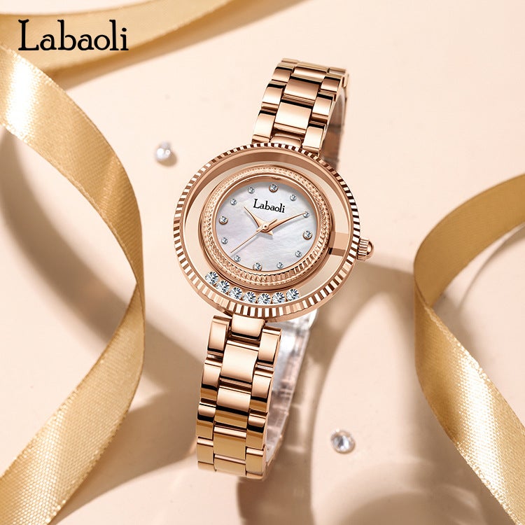 لاباولي ساعة Labaoli نسائية دائرية أنيقة بحواف ماسية مقاومة للماء - Image 2