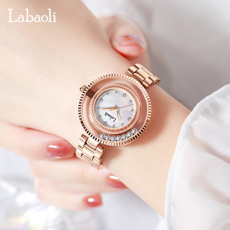 لاباولي ساعة Labaoli نسائية دائرية أنيقة بحواف ماسية مقاومة للماء - Image 4