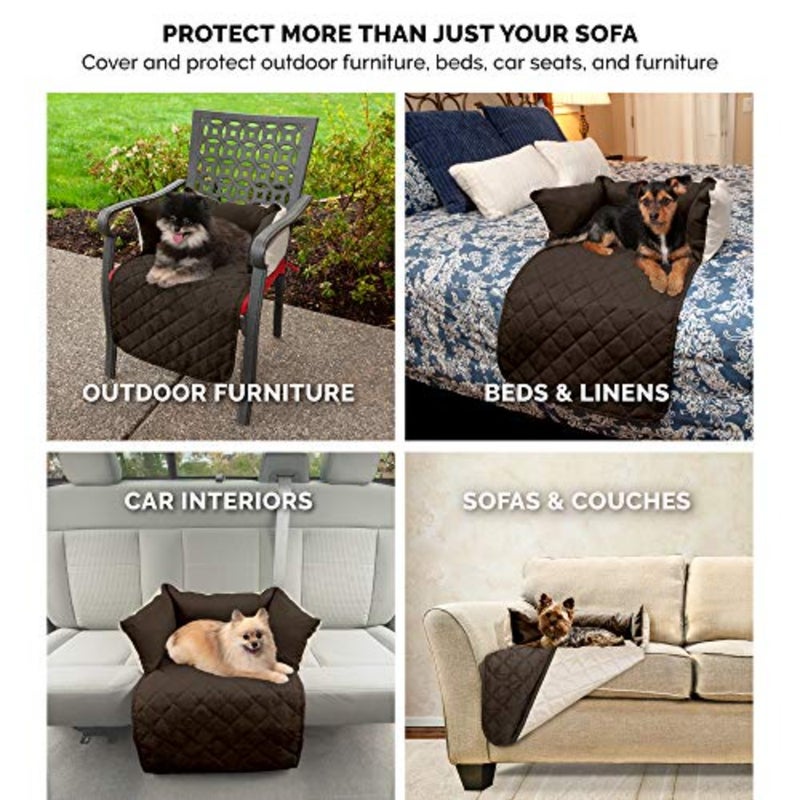 Furhaven 18" Wide Small Sofa Buddy Water-Resistant Reversible Two-Tone Furniture Seat Protector - Espresso/Clay, Small - Image 5