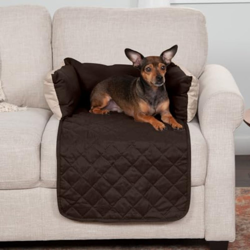 Furhaven 18" Wide Small Sofa Buddy Water-Resistant Reversible Two-Tone Furniture Seat Protector - Espresso/Clay, Small - Image 1