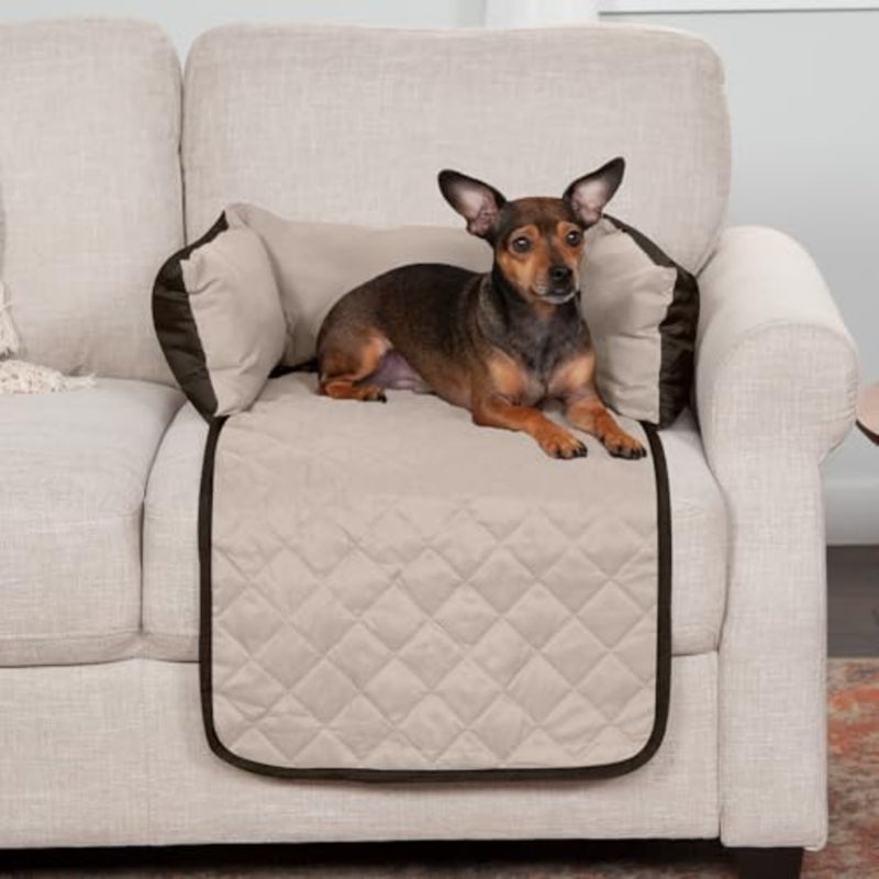 Furhaven 18" Wide Small Sofa Buddy Water-Resistant Reversible Two-Tone Furniture Seat Protector - Espresso/Clay, Small - Image 2
