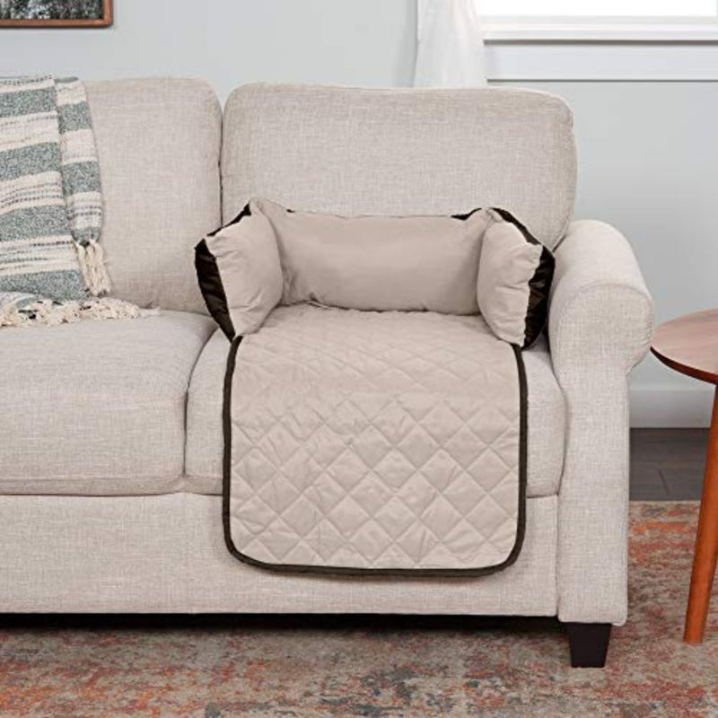Furhaven 18" Wide Small Sofa Buddy Water-Resistant Reversible Two-Tone Furniture Seat Protector - Espresso/Clay, Small - Image 4