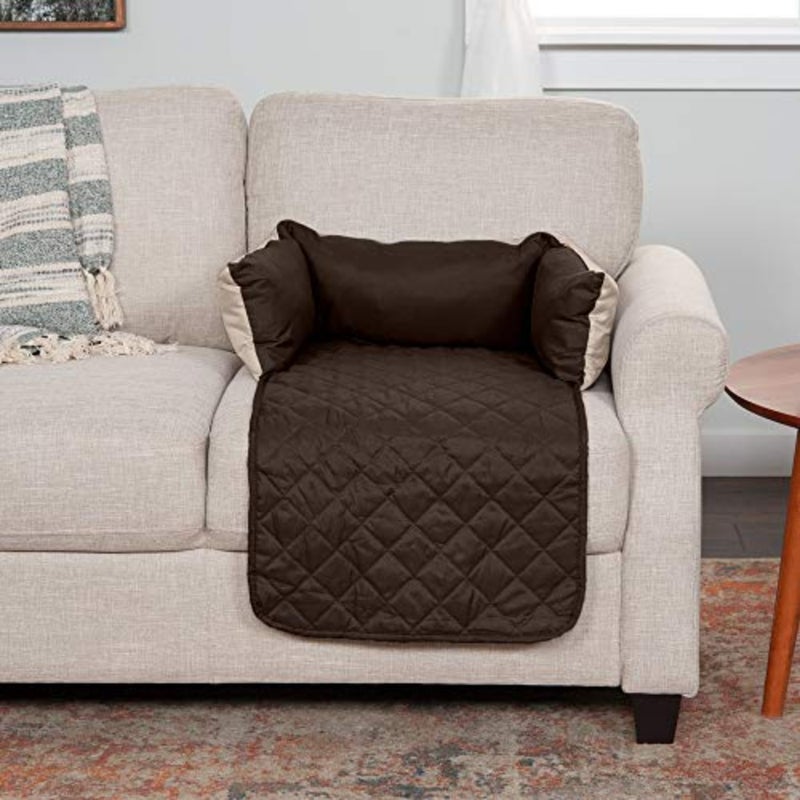 Furhaven 18" Wide Small Sofa Buddy Water-Resistant Reversible Two-Tone Furniture Seat Protector - Espresso/Clay, Small - Image 3