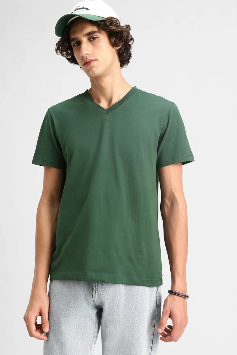 SNITCH 100% Cotton V Neck Regular Fit T-Shirt