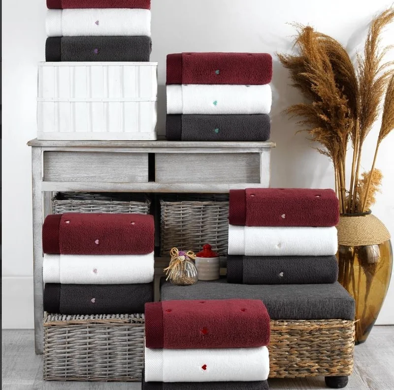 Hobby Lubow Love White Red Embroidered 50X90 6 Piece Towel Set
