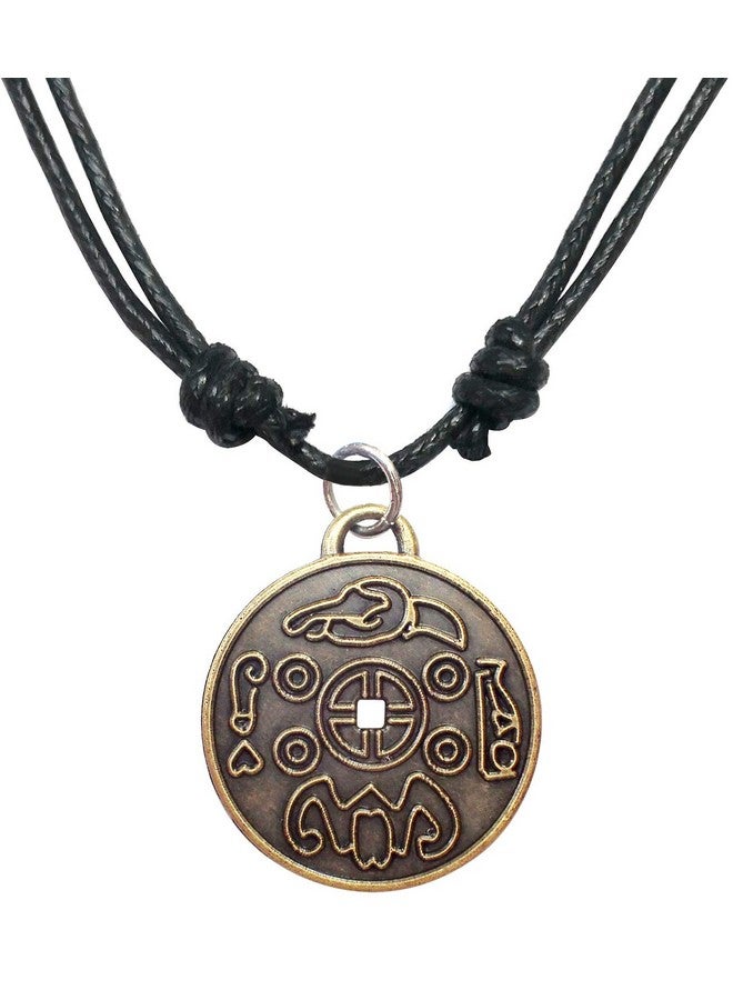 Bijoux De Ja تعويذة جذب الثروة والحظ الجيد عملة ميدالية قلادة بحبل قابل للتعديل 16" - Image 1