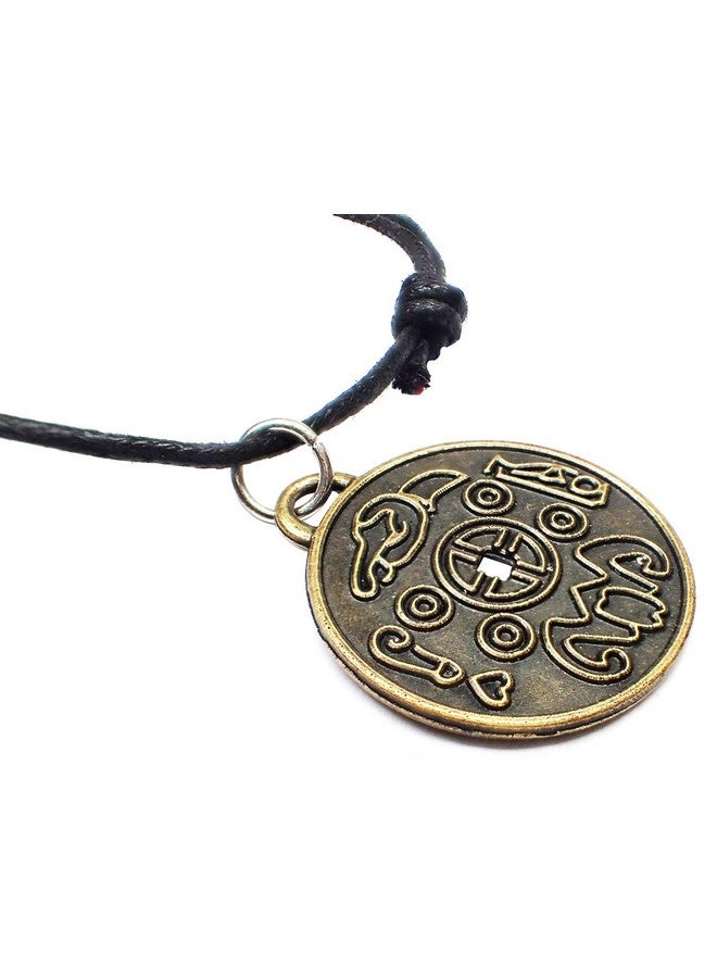 Bijoux De Ja تعويذة جذب الثروة والحظ الجيد عملة ميدالية قلادة بحبل قابل للتعديل 16" - Image 4